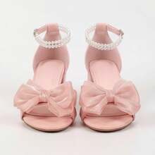 A Pair Of Women's High Heels, Suitable For Dates, Proms, Parties, And Commuting. Featuring A Bow Design, This Cute And Simple Style Sandal With High Heels Is A Casual Shoe Suitable For Everyday Wear, Commuting, And Parties. - Hồng - Xem 5