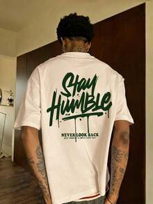 Men's Short Sleeve Crew Neck T-Shirt With English Slogan Graphic Print, Minimalist And  Summer Style By FRACTYR | Basic, Casual Street Style, Gift For Boyfriend/Husband - 灰色 - 查看 6