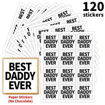 120 unidades/10 folhas de adesivos de chocolate "Melhor Pai do Mundo", etiquetas para chocolate do Dia dos Pais, etiquetas para presentes, ideais para decoração de festas de aniversário, Dia dos Pais e outras datas comemorativas.