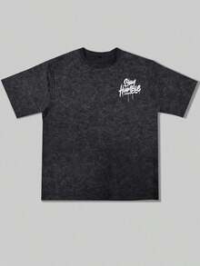 Men's Short Sleeve Crew Neck T-Shirt With English Slogan Graphic Print, Minimalist And  Summer Style By FRACTYR | Basic, Casual Street Style, Gift For Boyfriend/Husband - 藍色 - 查看 4