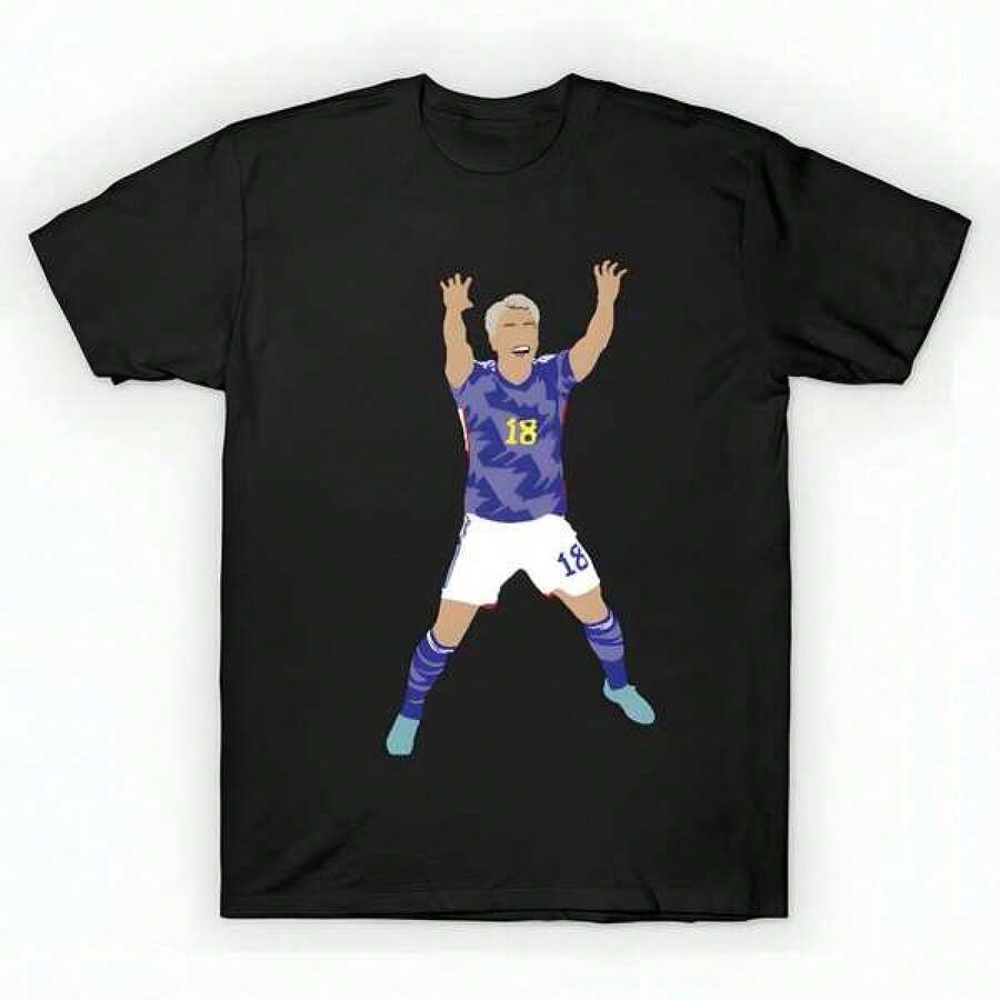 Takuma Asano, Japan vs Germany T-Shirt unisex de la de algodón puro de alta densidad de 220 g. C-AmiS-eta uniS-ex 100 % aL-Godón de - Tejido de alta densidad. Apta para todo tipo de perS-onas, ya sean mujeres o hombres. Tejido duradero de alta C-Alidad apto para todas las estaciones, suave al tacto pero duradero. Tops transpirables. Conjuntos de otoño para mujer. Conjuntos de vaC-Aciones para mujer. Disfraz de Halloween para mujer. - Negro - Ver 1