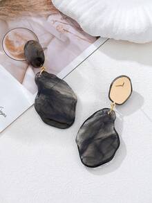 1 Pasang Anting Liontin Resin Asimetris Vintage, Perhiasan Unik yang Dipersonalisasi, Cocok untuk Pemakaian Sehari-hari, Liburan, Kencan, Perjamuan, Pesta - Grey - View 4