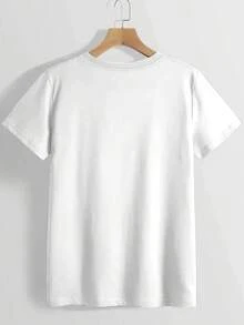 Soft Soft Crew Neck T-Shirt With Graffiti Print "Love YOU MATTER" For Women, 100% Pure Cotton, Sweat Absorbent And Breathable, Suitable For All Seasons, Ideal For Casual Daily Wear And Parties, Blouses For Women. - 白色 - 查看 3