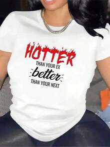 Short Sleeve Restaurant T-Shirt | Durable And Lightweight, With Bold Text Design, Comfortable Fit, Ideal For Casual Dining And Everyday Wear, Stylish And Modern Women's Top, Crew Neck, Medium Stretch Fabric, Printed Women's Standard Size Casual T-Shirt Breathable Lightweight Short Sleeve Tee Blouses For Women Shirt - 白色 - 查看 1