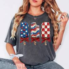 Colores de Confort ®   Camiseta Patriótica con Diseño de Helado, Camiseta Gráfica del 4 de Julio, Camiseta de Verano Roja, Blanca y Azul, Solo Impresión - No es una pintura real. - Blanco - Ver 3
