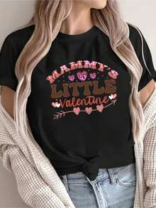 Short-Sleeved T-Shirt With Round Neck And Graphic Print, Casual Top For Women In Spring And Summer - Negro 1 - View 8