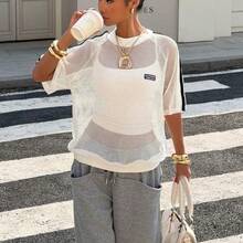 Women's Casual Versatile Daily Wear T-Shirt,Pink Top Girly Outfits For Women Street Wear Outfits Women Latest Tops For Women New Arrivals Casual Summer Outfits For Woman Retro Outfit For Women Casual Outfit For Women Pink Mesh Top New T Shirt Blouses For Women Puff Top For Women Trending Outfit For 2025 Women Sheer Tops For Women Outfits Women Set Summer Street Wear Outfit For Women Busniess Casual Outfits For Women Outfit For Women Set Casual - Albaricoque - Ver 5