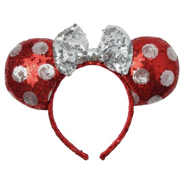 Băng đô tai chuột Minnie Mouse Disney đính kim sa đỏ – Băng đô tai chuột đính kim sa đỏ cổ điển, quà tặng cho fan Minnie Mouse, quà tặng hoàn hảo cho trẻ em - Nhiều màu - Xem 1