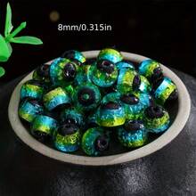 8mm 多色幻彩玻璃珠 - 5/10顆 綠色與藍色銀箔散珠，適用於DIY珠寶製作、項鍊、手鍊、耳環 - 彩色 - 查看 4