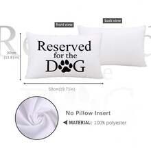 MEMNUN 1个卡通狗狗语录“Reserved For The DOG”涤纶抱枕套（不含枕芯），尺寸：11.81*19.71英寸（30*50厘米）/15.75*23.62英寸（40*60厘米），单面印花，宠物爱好者装饰腰枕套，适用于沙发、床、客厅、卧室、汽车、办公室、酒店等场所，四季皆宜，是送给家人和朋友的完美礼物。 - 彩色 - 查看 3