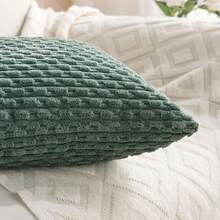 Set Of 4 Decorative Throw Pillow Covers, 18x 18 Inch Corduroy Pillow Covers For Bed, Sofa And Living Room, Soft Square Cushion Covers - Dark Green - View 4
