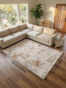 Light-Colored Floral Print Carpet, Suitable For Kitchen, Dining Room, Bedroom, Living Room Holiday Decor, Indoor/Outdoor, Office, Lobby, Area Rug, Anti-Slip Doormat, Bathroom, Hallway, Study, And Gaming Room - Apricot - View 17