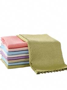 10入裝驚艷清潔布，魚鱗紋理玻璃清潔布，不留水漬、高吸水、無毛屑，適用汽車與浴室等多種清潔用途，居家清潔必備，廚房用品 - 均碼 - 查看 13