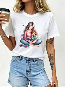 Camiseta Suave para Momentos Familiares Mexicanos - Para Mamá e Hija en Momentos de Lectura - Regalo Perfecto para el Día de la Madre y Ropa de Equipo - Camiseta de Algodón Moda Verano - Blanco - Ver 12