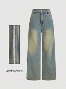 Jeans casuales de diseño sencillo con bolsillos delanteros y botones para mujer, para uso diario - Azul - Ver 5