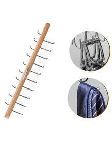 1 Pack Belt Hanger For Closet, Wooden Tie Rack Hangers For Men With , Space Saving Belt Organizer, Closet Storage For Belts, Bras, Scarves, Tank Tops - View 4