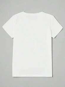 1 pieza de camiseta de mujer "El Mago de Oz" | Camiseta de manga corta con cuello redondo y estampado gráfico para mujer, con diseño de pantuflas rojas rubí de estilo nostálgico, cómoda para todas las estaciones, corte regular, tela ligeramente elástica, temática de San Valentín, San Patricio y Pascua, uso diario casual, conjuntos de verano, camisas, camisas para mujer, playeras, playeras de mujer, vintage, atuendo de Pascua para mujer, camisetas elegantes para el Día de la Madre, 180g Algodón 100%. - Blanco - Ver 3