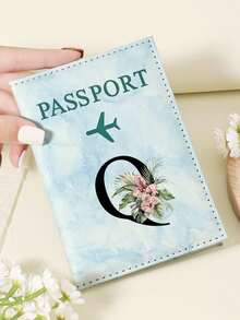 1pc A-Z 26 Letters Fashionable Letter Print Stylish Burgundy Passport Cover, Premium PU Leather Passport Wallet With Multi-Card Pockets For Credit Cards, Boarding Passes, And IDs, Compact And Portable Travel Essentials Organizer For Women, Men - Pink - View 34