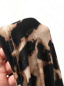 Chaqueta corta casual de verano de unicolor, de cuello redondo, de manga larga y con abertura frontal, ajustada para mujer - Marrón - Ver 7