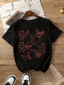 Unisex Short-Sleeved T-Shirt, The Gudi's Directional Short-Sleeved T-Shirt Is Made Of A Comfortable Material. Men's T-Shirts, , Women's, Romwe Men, Boho Chic, Teacher Gifts, Women's T-Shirt Sets, Curvy For Mu, Y2K - 黑色 - 查看 1
