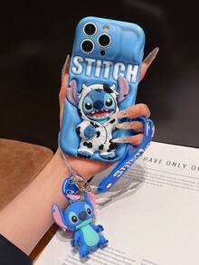 Disney Lilo And Stitch Phone Case : 3D Fluffy Pattern Border Protector Phone Soft Phone Case With A Free Cute Stitch Bracelet Chain Lanyard, Stitch, Lilo, Angel, For Apple 17 Promax 17 Pro 16 15 14 13 12 11 Pro Max XS Max X XR Soft Cover Summer Phone Case - 白色 - 查看 7