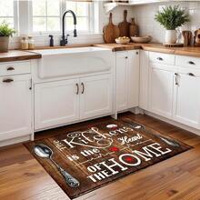 1pc Spice Kitchen Pattern Printed Faux Wool TPR Bottom Doormat, Bathroom Mat, Kitchen Mat, Laundry Room Mat, Holiday Decor, Home Decor, Party Decor, Wedding Decor, Dining Decor - Multicolor - View 4