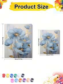 16x20英寸/40x50厘米蓝色罂粟花DIY数码油画画布，手工制作，家居装饰，节日礼物，情人节礼物，感恩节礼物，复活节礼物 - 40*50厘米 - 查看 2