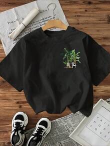 2026 Women's Spring/Summer New Arrivals: Spring/Summer T-shirts, Girls' T-shirts, White Tops, Spring/Summer Women's Clothing, Printed T-shirts, Printed Tops, Cotton Tops, High-Quality T-shirts, Blue T-shirts, Retrole, let, Retroy, Blue T-shirts, Retroy, Millennial Style, Y2K, Punk Style, Distressed Style, Minimalist Style, Simple Style, Casual Style, Everyday Style, Vacation Style, Printed with Fun Patterns - 黑色** - 查看 4