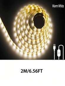 USB LED燈條 觸控感應 5V 2835 LED 柔性背光燈，適用於房間櫥櫃照明、鏡子增亮、鏡櫃樓梯裝飾照明、電視背光、櫥櫃臥室DIY裝飾 - 白色 - 查看 18