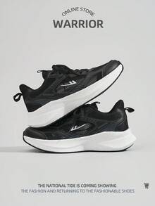 WARRIOR 1双女士系带运动休闲运动鞋，舒适轻便透气，适合户外跑步，时尚百搭，夏季必备 - 黑與白 - 查看 4