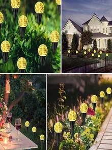 20/30 LED Solar Powered Garden Lights, Solar Crystal Ball Lawn Lamps, Waterproof 8 Lighting Modes Solar Bubble Ground Lights Flashing For Yard, Wedding, Party, Patio, Outdoor Camping Decor (Multi-Color/Warm White/White) - Bubble Ball Ground Light - View 8