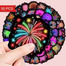 50pcs Glow-In-The-Dark Firework Stickers, Luminous Holiday Decorative Stickers Suitable For Handmade, DIY Crafts, Party Decorations And Holiday Projects, Essential For Creative People! - A - View 3