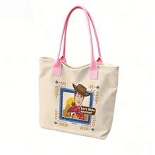 Miniso Túi tote vải canvas in hình Woody trong phim Disney Toy Story "Let's Ride, Cowboy!", màu be, họa tiết miền Tây, thích hợp sử dụng hàng ngày. - màu đen - Xem 4