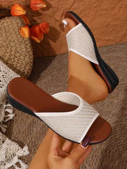 2026 Women's New Wedge Thick Bottom Sandals, Casual Vacation Slip-On Slippers, Elegant Ladies Shoes