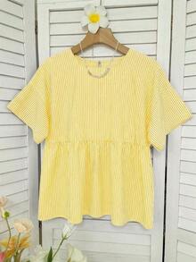 Camisa de mujer tejida a rayas verdes - Amarillo - Ver 5