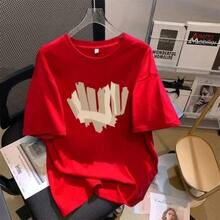 Women's Casual Shirt With Print, Short Sleeves, Round Neck, Spring/Summer Local Urban Fashion. TS1E - 190紅色[純棉布料] - 查看 12