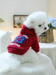 1pc Pet Clothes, Dog/Cat Apparel, Comfortable Hoodie Series For Small Dogs, Suitable For Spring And Autumn - Burgundy - View 4