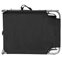 vidaXL Folding Lounger With Sunshade, Sun Lounger, Garden Lounger, Beach Lounger, Camping Lounger, Deck Chair, Leisure Lounger, Garden Furniture, Black Aluminum - Black - View 3