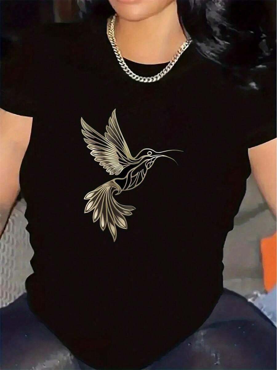 Nueva llegada 2026: Camiseta de manga corta de moda, diseño de nicho de verano, top holgado de talla grande. Camiseta 100% algodón puro, gruesa, en blanco y negro, con diseño gráfico y estampado de letras a la moda, estilo unisex de manga corta. Nueva colección para primavera, verano y otoño, transpirable y cómoda, estilo minimalista y versátil de ropa urbana, conjunto a juego para parejas. - Negro - Ver 1
