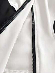 Chaqueta de manga larga de punto ajustada con protección solar para mujer en otoño/invierno, color albaricoque - Blanco y Negro - Ver 9