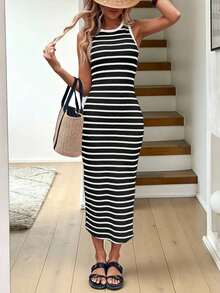 Women Midi Dresses - Black - View 3