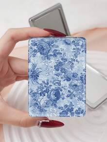 1PC Pastoral British Style Floral Series Portable Vanity Mirror, Foldable Lightweight Ultra-Thin Convenient Hand Mirror, PU Leather, Suitable For Multiple Scenes And All People, Rectangular Small Mirror, Pocket Mirror, Floral Pattern Design, Exquisite And Delicate, Easy To Carry, Handheld Makeup Mirror, 180° Flip Cover, Multi-Functional - Multicolor - View 10