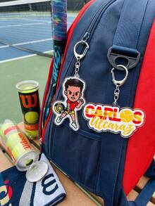 4pcs Carlos Alcaraz Tennis Star Pattern Keychains, Sports Cartoon Style Acrylic Material, Suitable For Bags, Keys, Wearing, Parties And Gifts - Multicolor - View 3