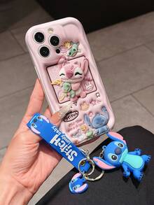 Disney Lilo And Stitch Phone Case : 3D Fluffy Pattern Border Protector Phone Soft Phone Case With A Free Cute Stitch Bracelet Chain Lanyard, Stitch, Lilo, Angel, For Apple 17 Promax 17 Pro 16 15 14 13 12 11 Pro Max XS Max X XR Soft Cover Summer Phone Case - 白色 - 查看 3