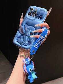 Disney Lilo And Stitch Phone Case : 3D Fluffy Pattern Border Protector Phone Soft Phone Case With A Free Cute Stitch Bracelet Chain Lanyard, Stitch, Lilo, Angel, For Apple 17 Promax 17 Pro 16 15 14 13 12 11 Pro Max XS Max X XR Soft Cover Summer Phone Case - 白色 - 查看 4