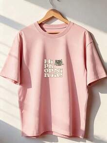 Camiseta de Manga Corta con Diseño Sutil y Juvenil,Camiseta de manga corta de moda para primavera y verano de 2026, hecha en México, 180 gramos. Estampado de dibujos animados, modelo de pareja, apta para uso interior o exterior. Cuello redondo, unisex, ideal para oficina y ocio. Paquete de una pieza. - PK-P631577SLNDXZGY422 - Ver 3