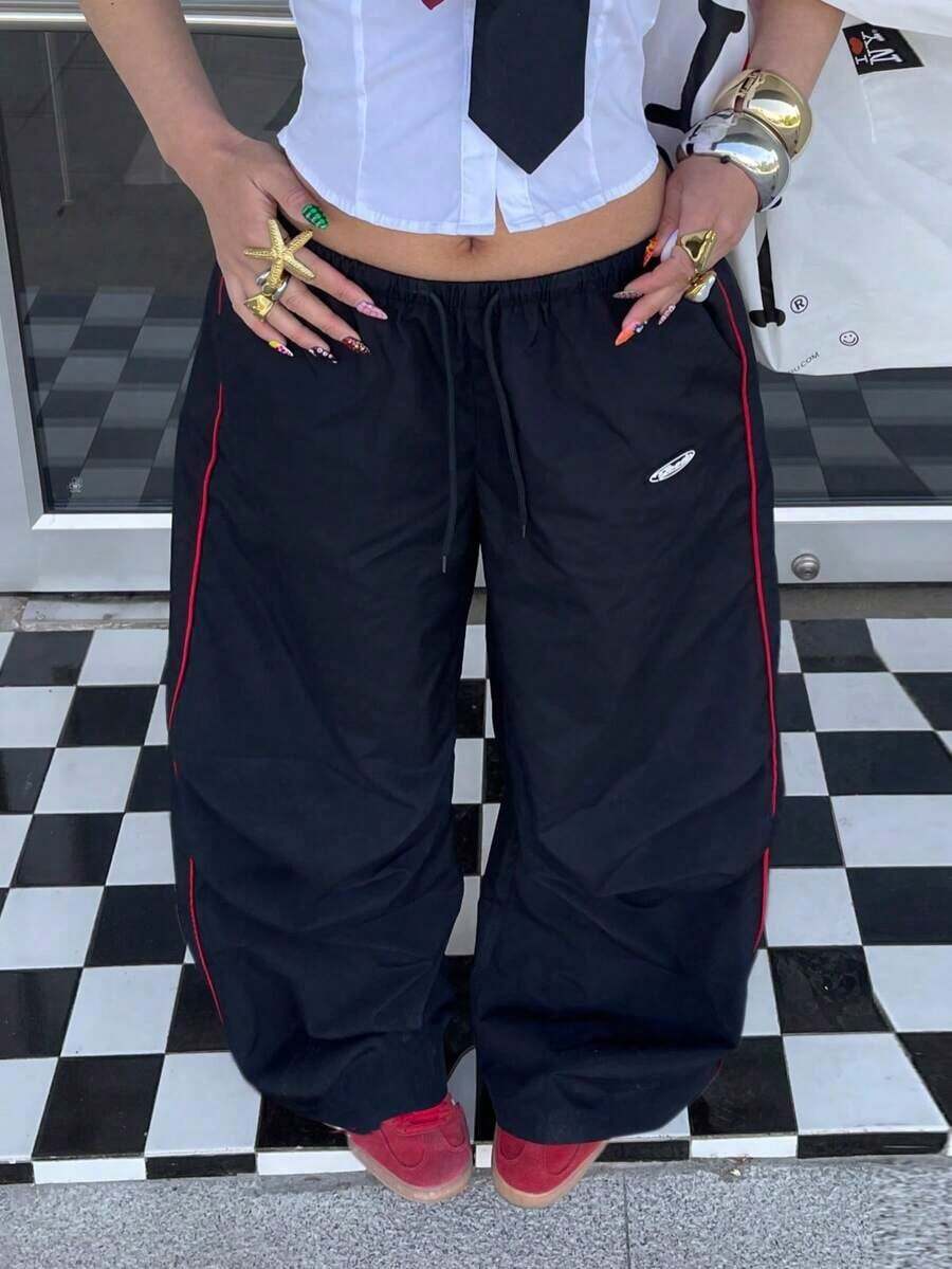 Women's Color-Blocked Parachute Pants For Spring And Summer Outings And Concerts - Negro 2 - View 1