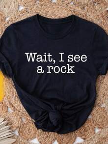 Wait I See A Rock Shirt, Funny Geologist Gift, Rock Lover T-Shirt, Geology Teacher Shirt, Rock Collector Tee, Geology Lover Graphic Tee - 黑色 - 查看 1