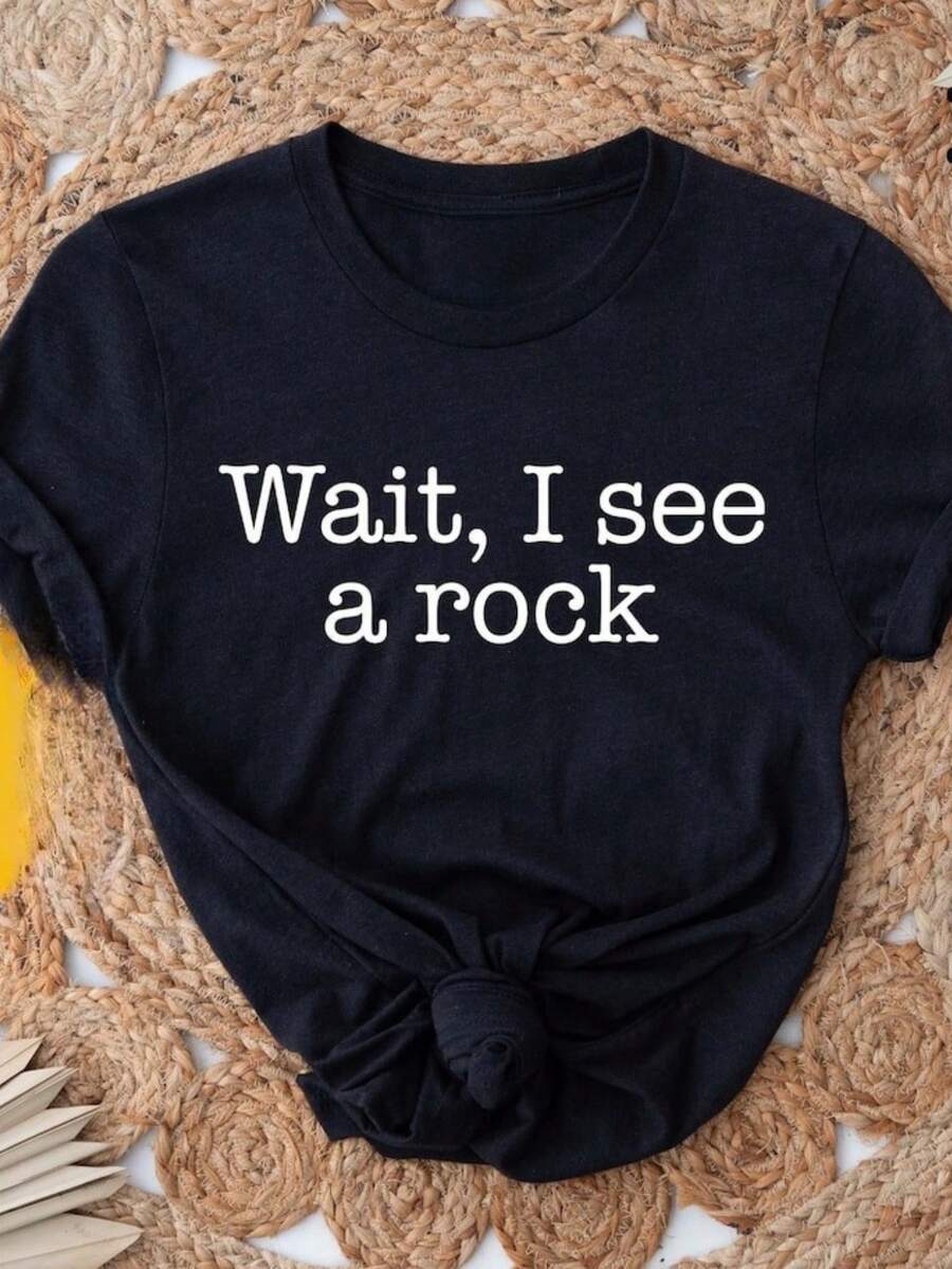 Wait I See A Rock Shirt, Funny Geologist Gift, Rock Lover T-Shirt, Geology Teacher Shirt, Rock Collector Tee, Geology Lover Graphic Tee - 黑色 - 查看 1