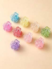 20pcs Cute & Fashionable Rose Flower Hollow Hair Clips, Suitable For Girls, 2cm Hollow Ponytail Clips, Multiple Colors Available - Multicolor - View 6
